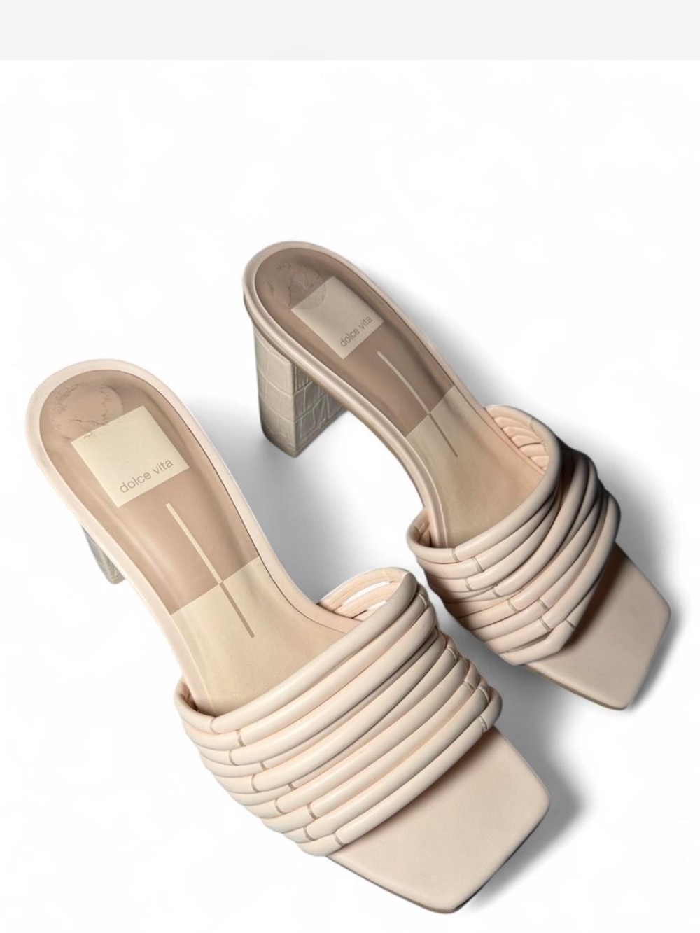 Dolce Vita Nude layered Strap Block Heel Slides